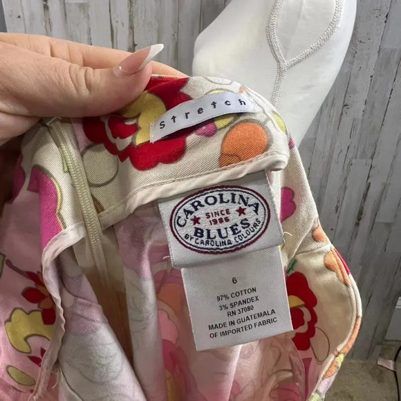 Carolina Blues Women's 6 Floral Stretchable Waistband Back Slit Midi Skirt - Picture 5 of 5